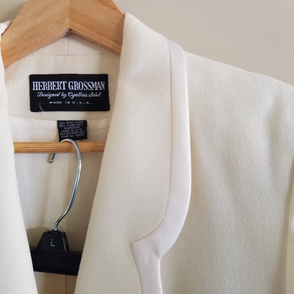 VTG Herbert Grossman Wool Ivory Suit Sz 8 $330 … - Picture 3 of 9